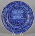 Historical blue Staffordshire Transylvania University Lexington Kentucky plate 19th c