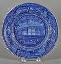 Historical blue Staffordshire Marine Hospital Louisville Kentucky plate 19th c