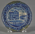 Historical blue Staffordshire Scudders American Museum cup plate 19th c