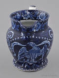 Historical blue Staffordshire Seal of United States pitcher 19th c