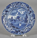 Historical blue Staffordshire Woodlands near Philadelphia plate 19th c