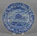 Historical blue Staffordshire Nahant Hotel near Boston plate 19th c