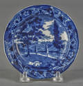 Historical blue Staffordshire Mendenhall Ferry cup plate 19th c