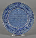 Historical blue Staffordshire Utica Tribute plate 19th c