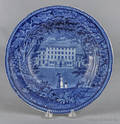 Historical blue Staffordshire US Hotel Philadelphia soup bowl 19th c