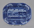 Historical blue Staffordshire Landing of Lafayette platter 19th c