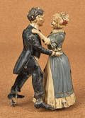 Gunthermann painted tin clockwork tango dancers