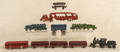 Ten cast iron vehicles and trains