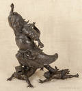 Japanese bronze figure of a warrior and demons
