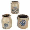 Three stoneware crocks 19th c