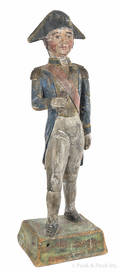 Carved and painted pine counter top cigar store figure of a Naval officer