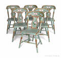 Set of six Lancaster Pennsylvania painted plank seat chairs