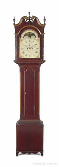 Pennsylvania painted poplar tall case clock early 19th c