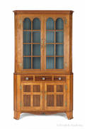 Pennsylvania cherry and mahogany twopart corner cupboard ca 1820