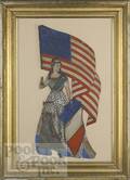 Patriotic diecut of Lady Liberty with a flag and shield