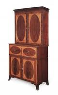 Maryland Heppplewhite mahogany and maple veneer twopart secretary bookcase ca 1800