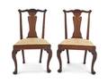 Pair of New England Queen Anne walnut dining chairs ca 1770