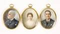 Set of 3 Miniature Painted Portraits on Porcelain