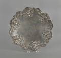 JE Caldwell sterling silver serving dish with heavy pine cone decoration in relief