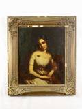 19th C Oil on Tin Portrait of An Elegant Lady