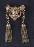 14K yellow gold Victorian brooch with tassels