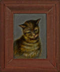 Oil on board portrait of a cat