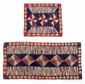 Two similar geometric hooked rugs