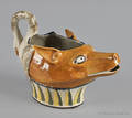 English Prattware fox head cream pitcher early 19th c