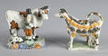 Prattware cow and milkmaid creamer 19th c