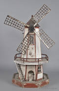 Painted model lighthouse windmill yard ornament early 20th c