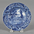 Historical blue Staffordshire Mendenhall Ferry plate 19th c