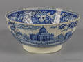 Historical blue Staffordshire Boston State House fruit bowl 19th c