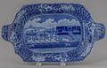 Historical blue Staffordshire Landing of Lafayette platter 19th c