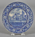 Historical blue Staffordshire Insane Hospital Boston plate 19th c