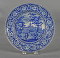 Historical blue Staffordshire City Hall New York plate 19th c