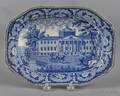 Historical blue Staffordshire Boston Hospital serving dish 19th c