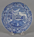 Historical blue Staffordshire City Hall New York plate 19th c