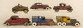 Six cast iron vehicles