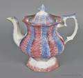 Red and blue rainbow spatter coffee pot 19th c