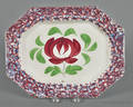 Red and blue sponge platter 19th c