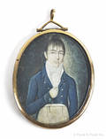 Miniature American watercolor on ivory portrait of a gentleman ca 1830