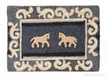 American hooked rug with horses early 20th c