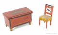 Miniature New England painted blanket chest and side chair 19th c