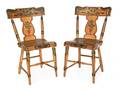 Pair of Lancaster County Pennsylvania painted plank seat chairs late 19th c