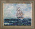 Oil on board seascape of a sail ship