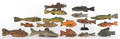 Seventeen contemporary carved and painted fish decoys