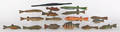 Sixteen contemporary carved and painted fish decoys
