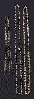 Three 14K yellow gold chains