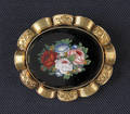 Micromosaic brooch with 14K yellow gold frame and floral mosaic