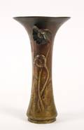 Japanese Art Nouveau Floral Bronze Table Vase